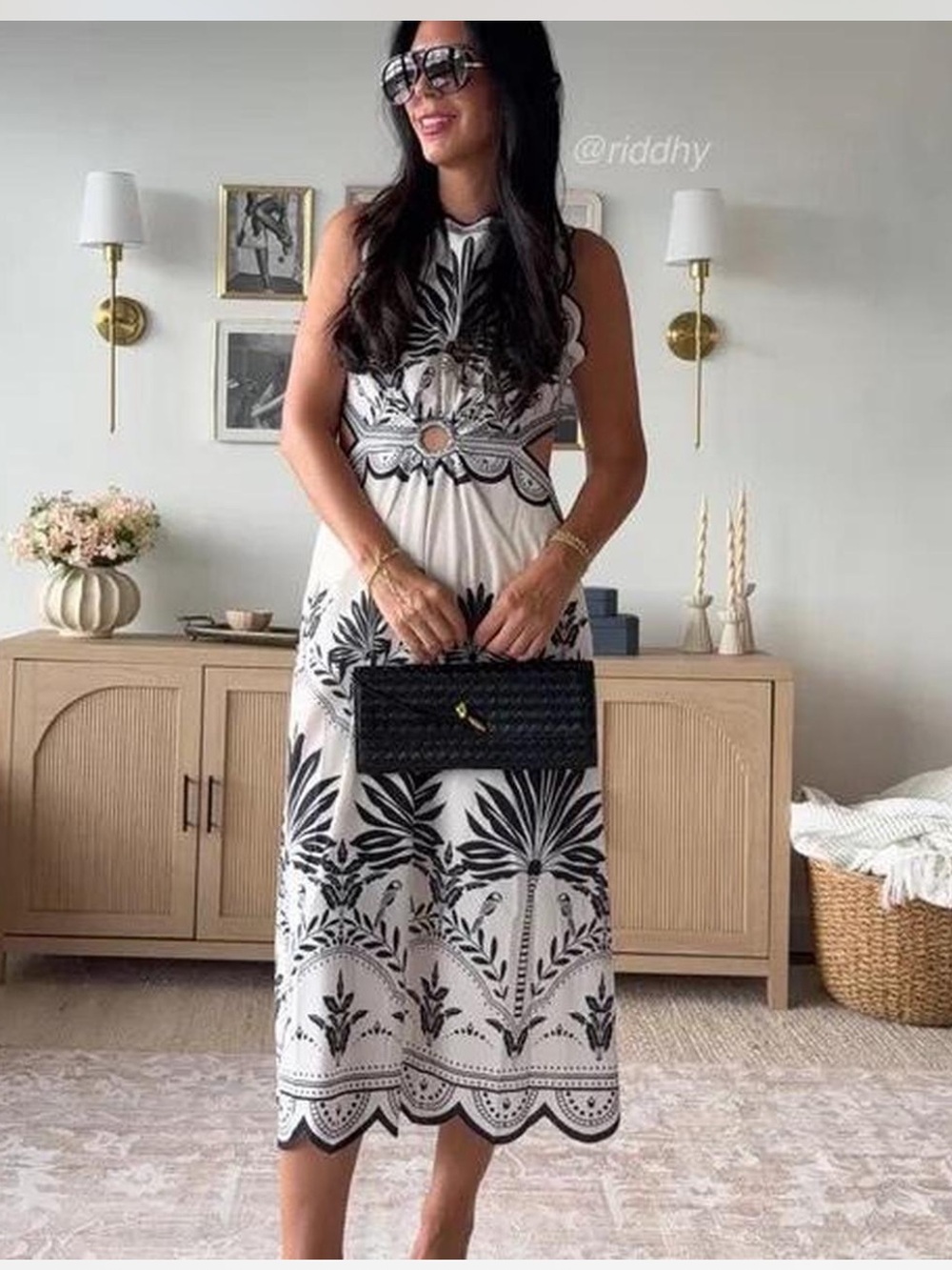 Commense  Tropical Print Cutout scallop Dress - Picture 2 of 7